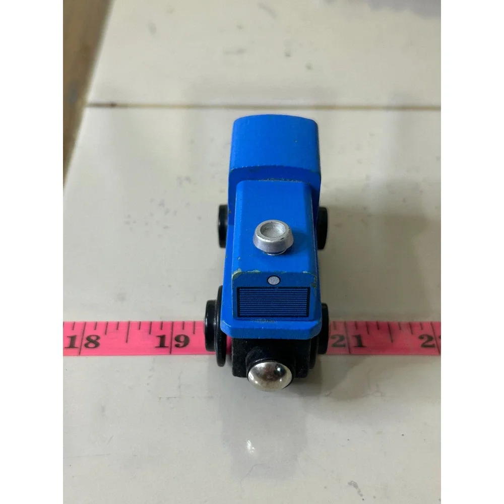 Blue Wooden Toy Train Engine Magnetic Connector Number 1 Diesel Locomotive